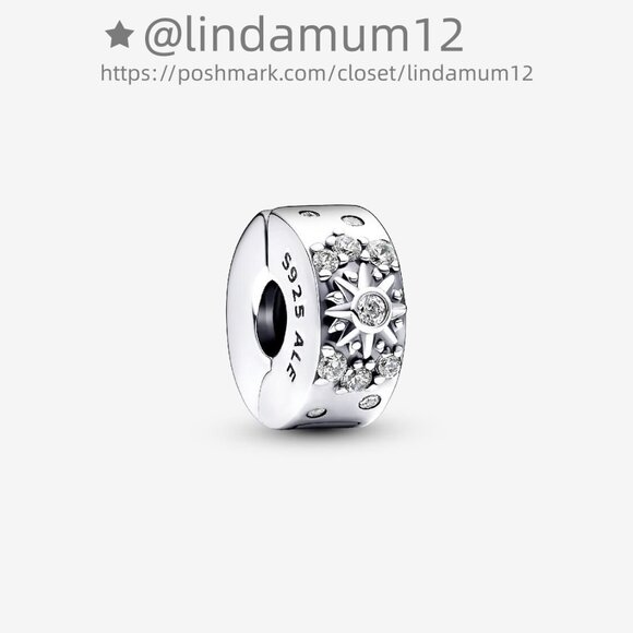 Pandora Sparkling Sun & Crescent Moon Clip Charm - Picture 1 of 5